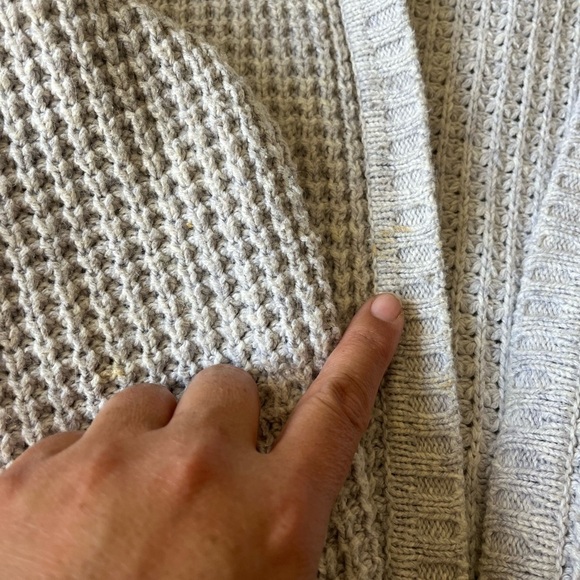 90s L.L. Bean Womens Large Waffle Knit Hooded Open Cardigan size Pet Small Gray - Picture 4 of 10